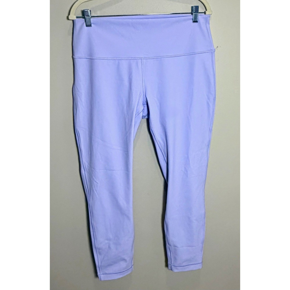 Lululemon Pace High Rise Ankle Leggings Purple Solid Yoga Stretch Logo Size 14